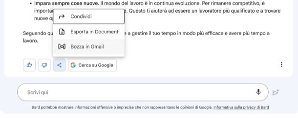 Condividere chat di Bard