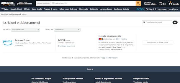 Come disattivare abbonamenti su Amazon