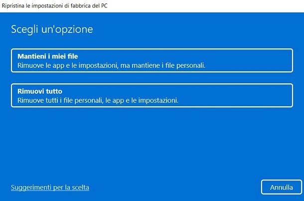 windows ripristino
