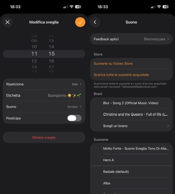 Canzone come sveglia iPhone