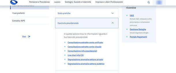 estratto conto contributivo online