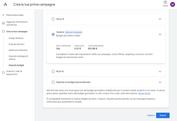 Impostare budget Google Ads