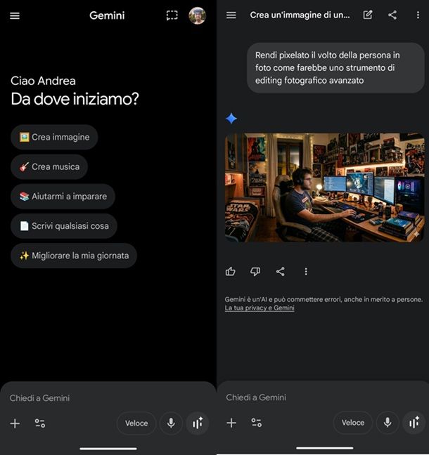Come pixellare una foto Android Google Gemini
