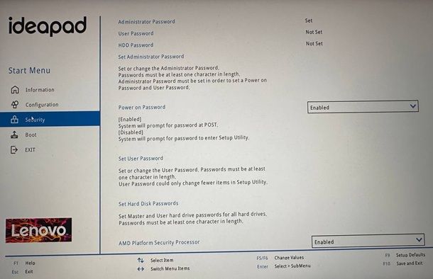 Come mettere la password al PC Lenovo
