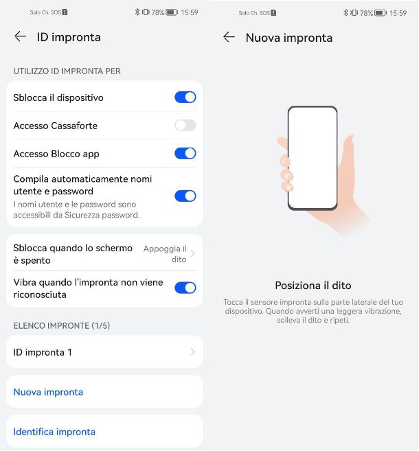 Come mettere l'impronta digitale su Huawei