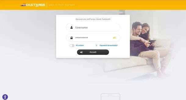 MyFastweb pagina di Login