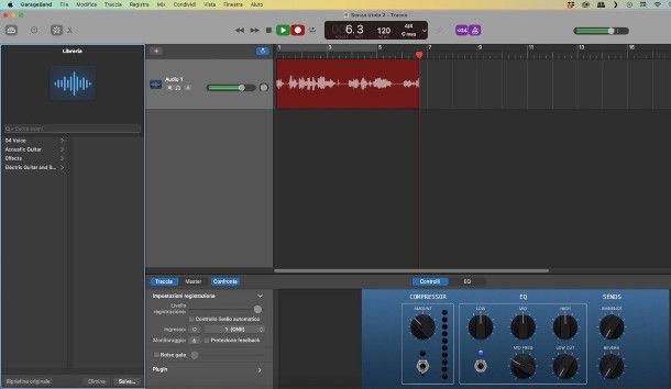 interfaccia GarageBand