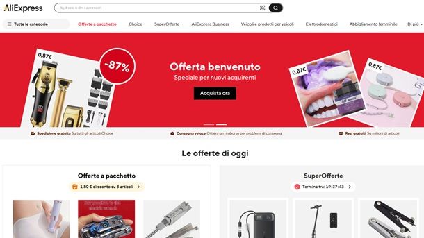 Siti cinesi per comprare online a poco prezzo AliExpress