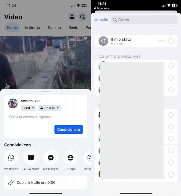 Condividere video Facebook su WhatsApp