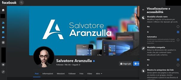 Procedimento per avere Facebook nero su PC