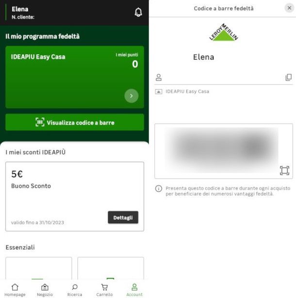 scaricare carta fedeltà da app Leroy Merlin