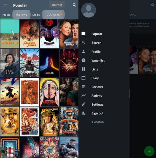 schermate app Letterboxd