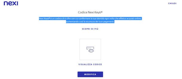 visualizzazione Codice Nexi Key6®