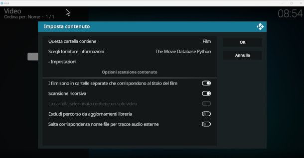 creazione libreria film su Kodi