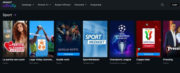Sport gratis su Mediaset Infinity