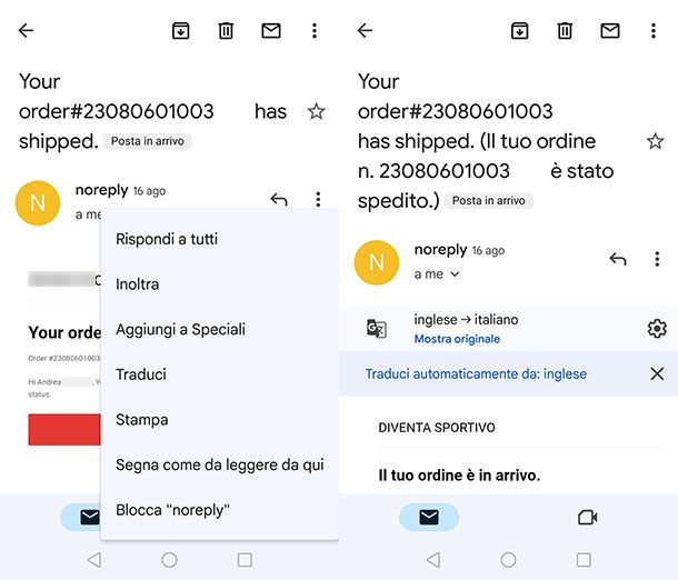 Come tradurre email con Gmail