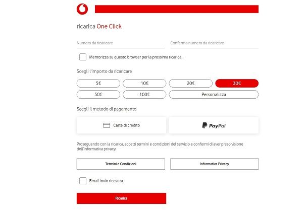 vodafone ricarica