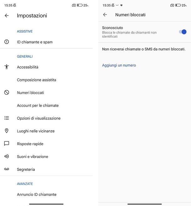Come bloccare le chiamate sconosciute