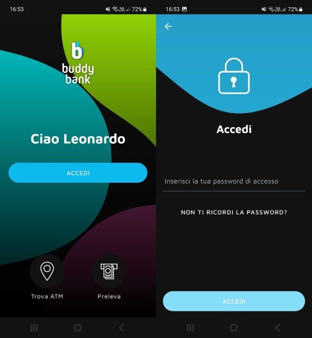 Accedi a buddybank