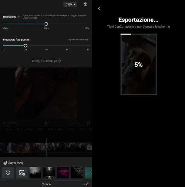 esportazione progetto app CapCut