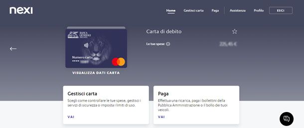 carta Nexi Debit attivata