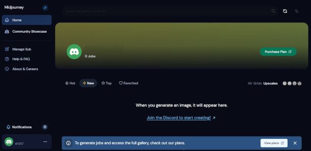 canale Midjourney su Discord