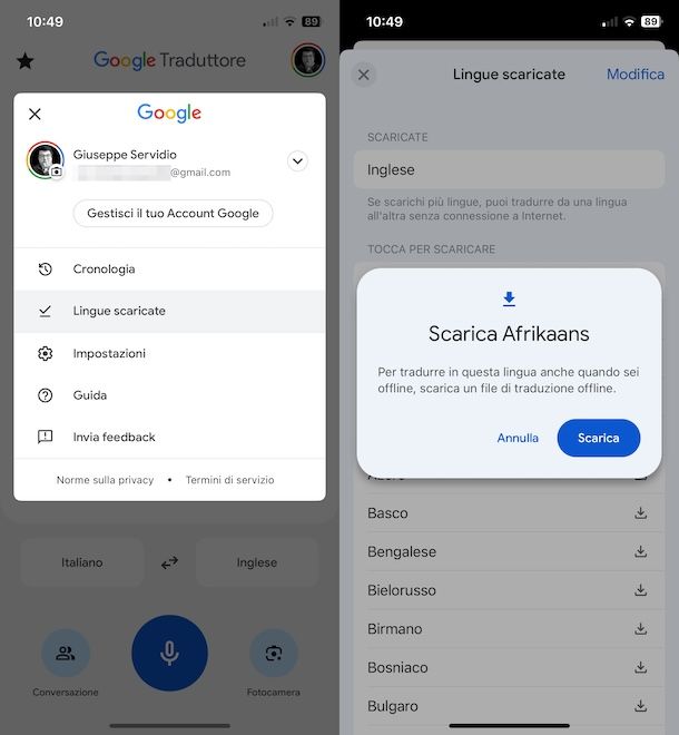 Scaricare lingue su Google Traduttore