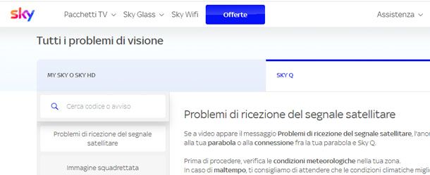 Problemi di ricezione del segnale su Sky Q