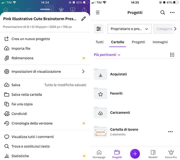 Come salvare progetto su Canva da app