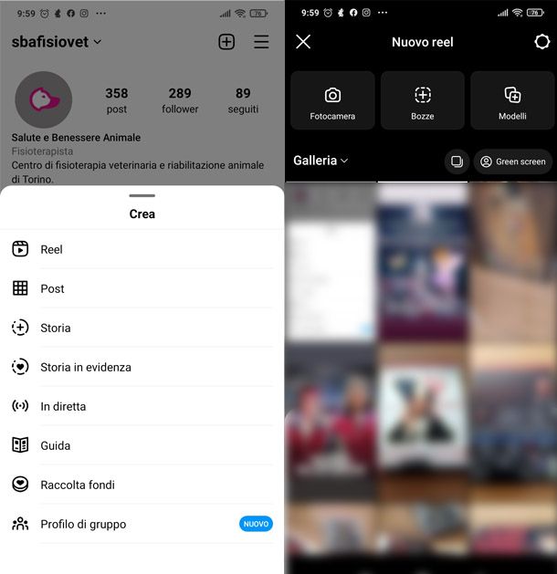 creare un Instagram reel