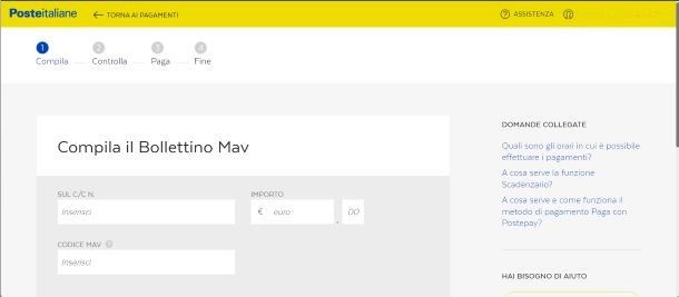 MAV online Poste Italiane