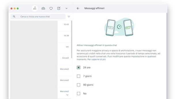 Messaggi effimeri WhatsApp PC
