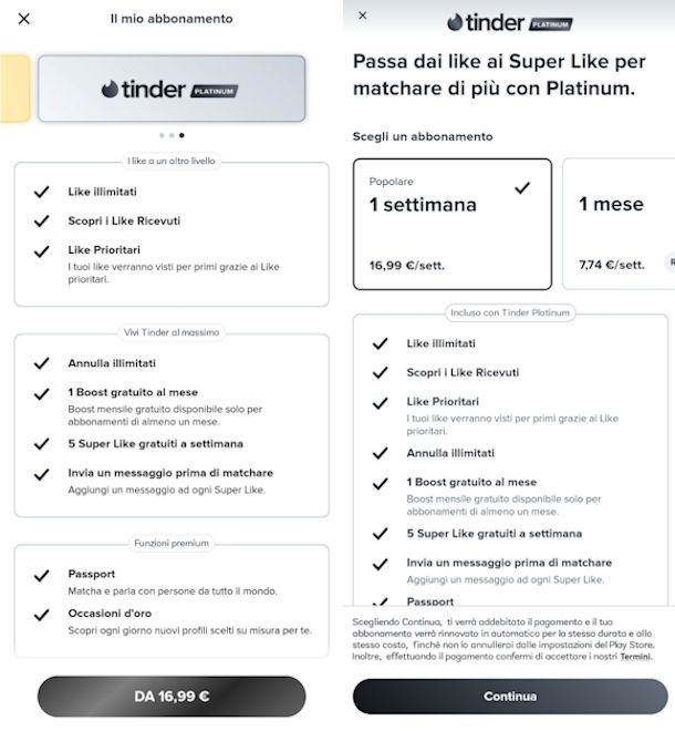Come funziona Tinder Platinum
