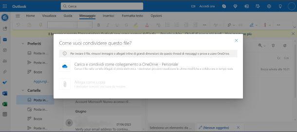 Trasferire file pesanti Outlook