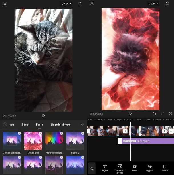 aggiunta effetti su app CapCut