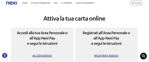 attivazione carta Nexi Pay