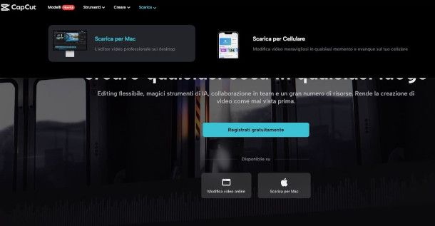 download CapCut per Mac dal sito ufficiale del programma