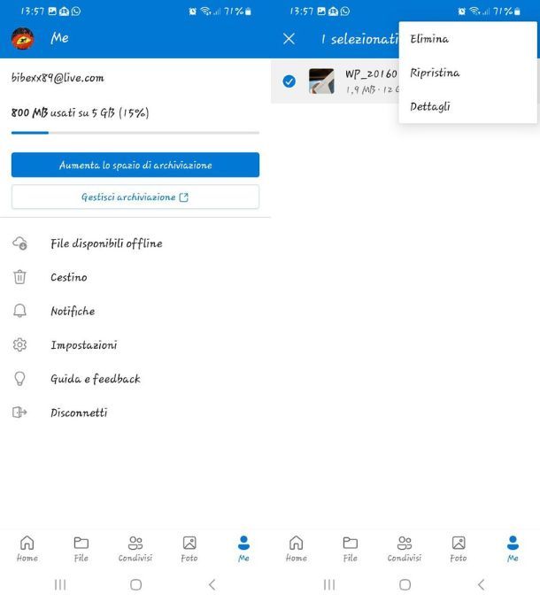 onedrive cestino