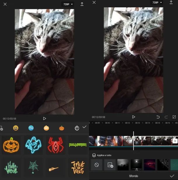 aggiunta sticker app CapCut