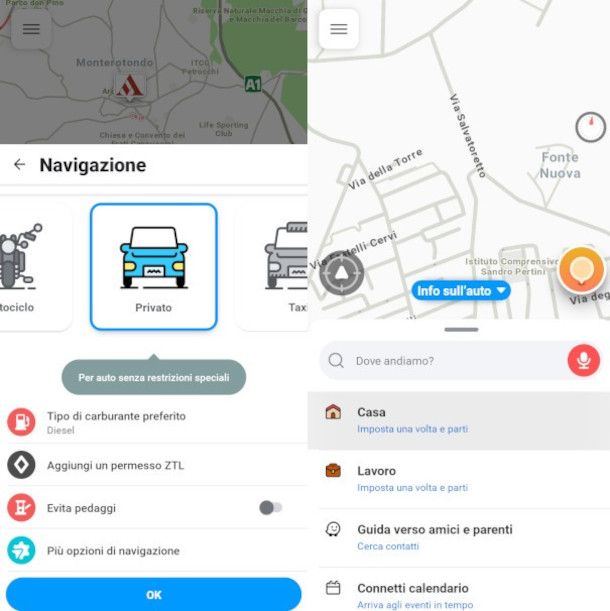 configurazione app Waze