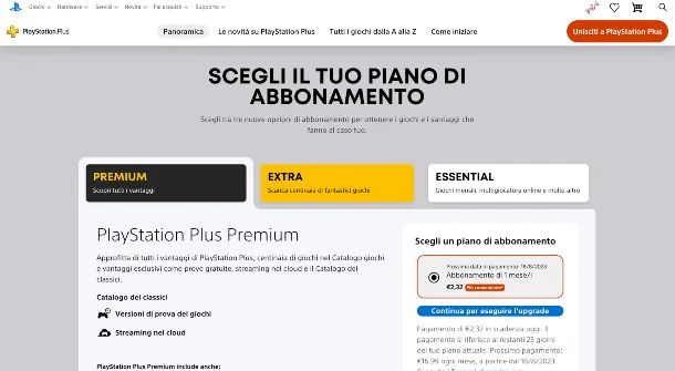 PS Plus piano abbonamento