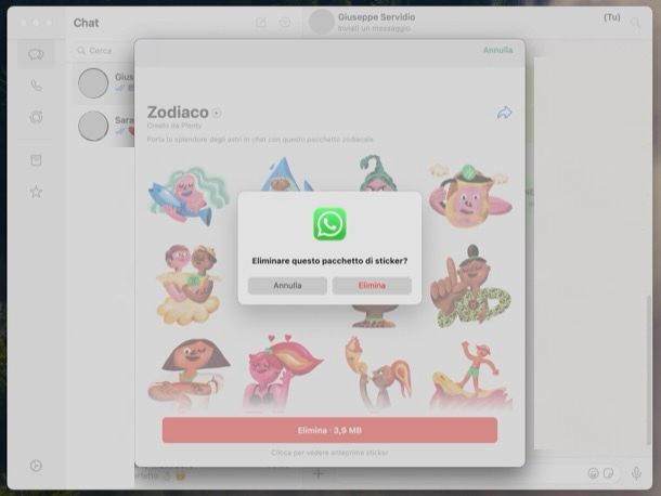 Eliminare sticker WhatsApp