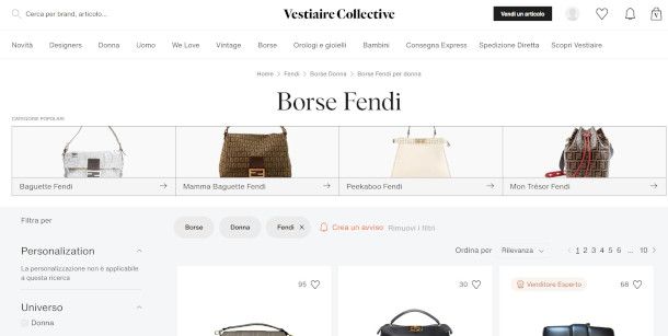 ricerca articoli su sito Vestiaire Collective