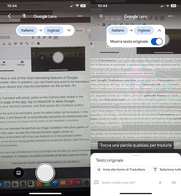 Tradurre con la fotocamera di Google Traduttore