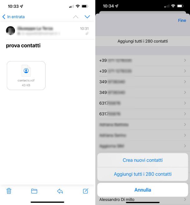 Come aprire file VCF con iPhone