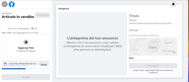 Vendere vestiti Facebook Marketplace