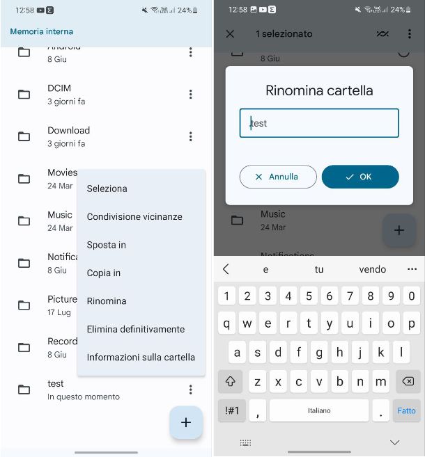 Come creare cartelle file nascoste su Android