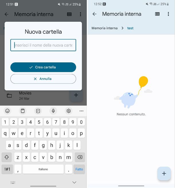 Come creare cartelle file su Android