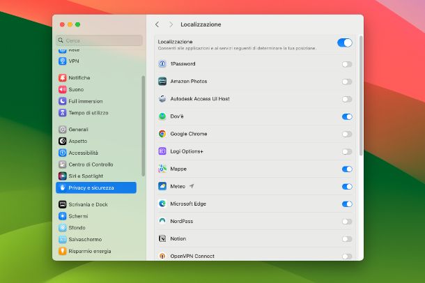 Come attivare localizzazione su Mac