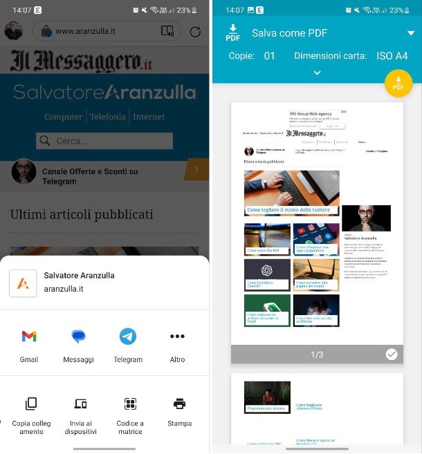 Stampante virtuale PDF Android